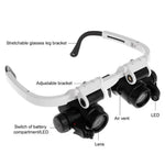 2XLED Watch Jeweler Repair Magnifier Head-Mounted Headband Adjustable Magnifying Head Eye Glasses Loupe Lens 8X 15X 23X